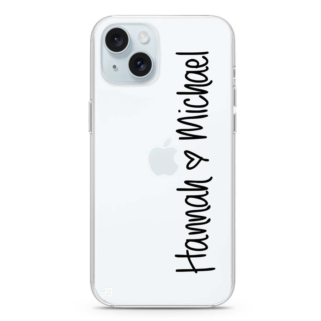 Vertical Names iPhone 15 plus Ultra Clear Case