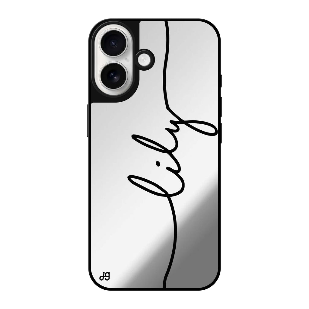 Reflective iPhone 16 Mirror Case –Vertical Handwritten II Design