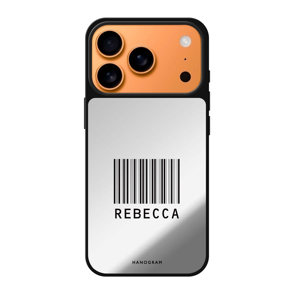 Barcode personalized name pattern iPhone 17 Pro Max mirror case
