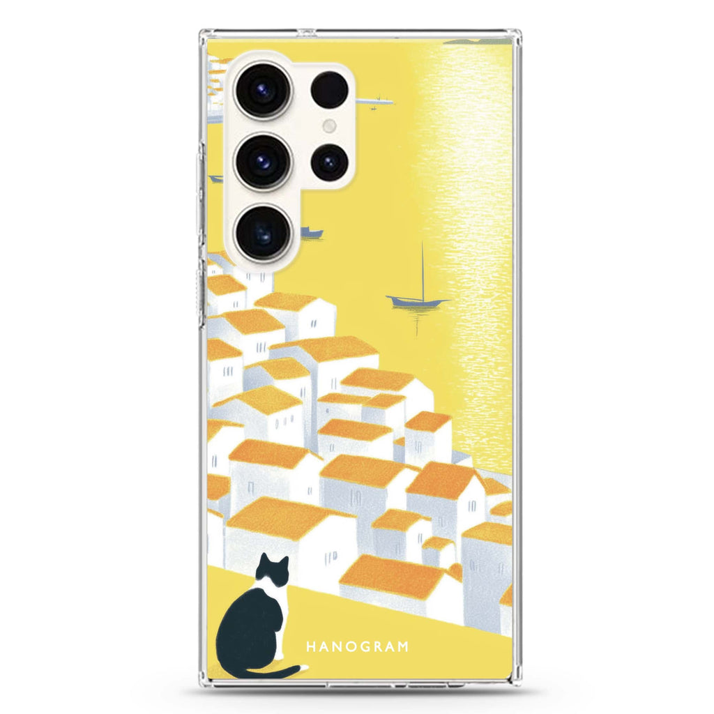 Sunset View Cat Samsung Galaxy S26/S25/S24/S23/S22 Ultra ultra clear case, transparent design, main view