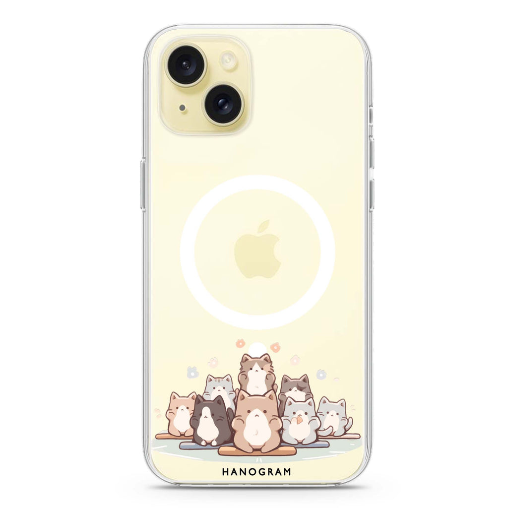 Zen Cat Calm iPhone 15 Plus MagSafe Compatible Ultra Clear Case