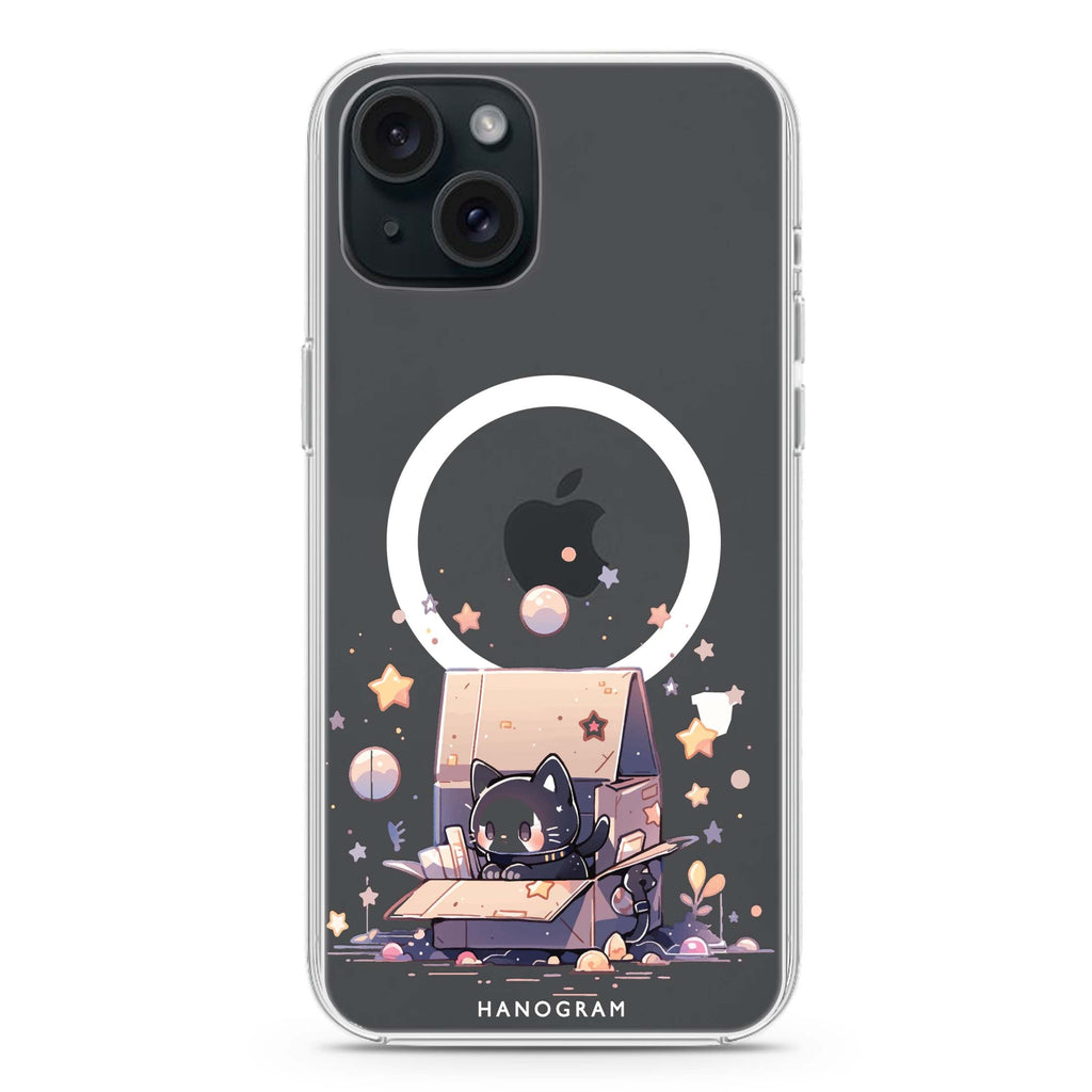 Starship Cat Pod iPhone 15 Plus MagSafe Compatible Ultra Clear Case