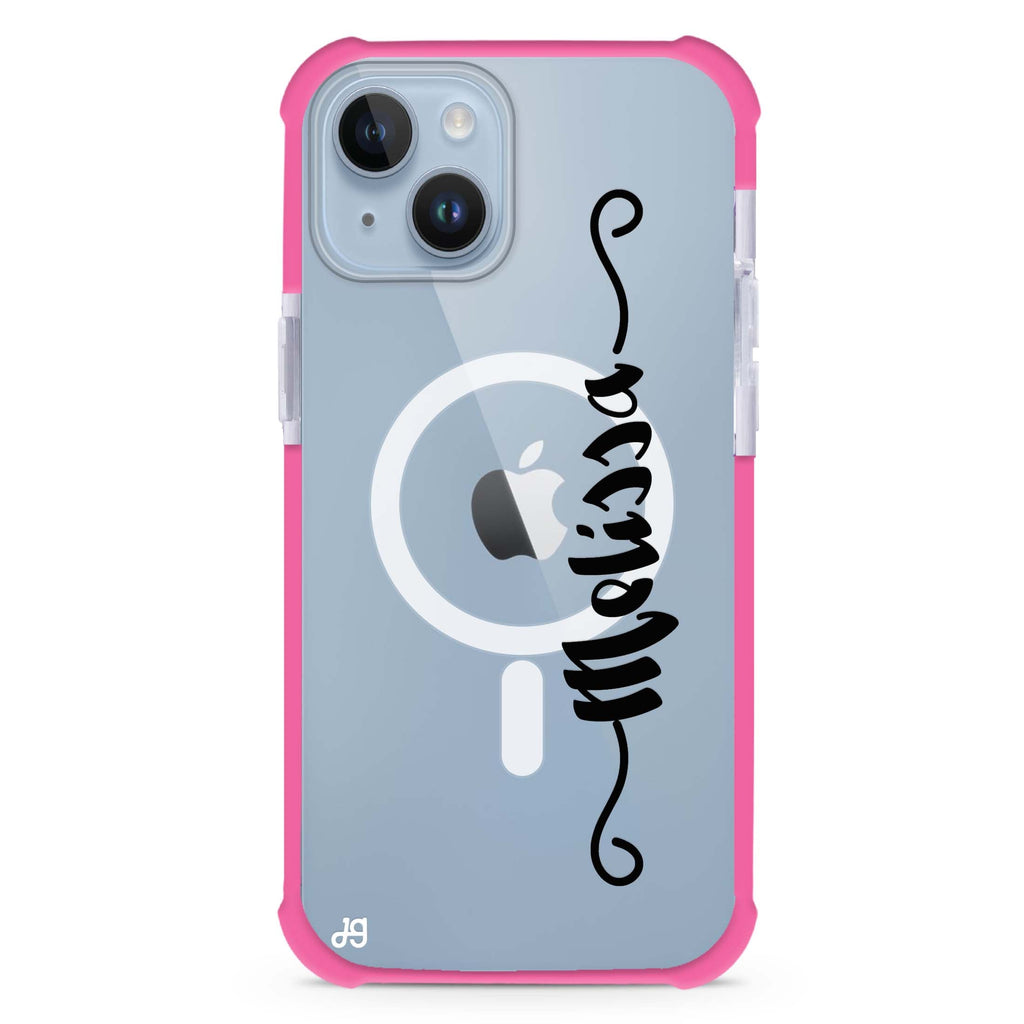 Casual Vertical Name iPhone 15 Plus MagSafe Compatible Ultra Shockproof Case
