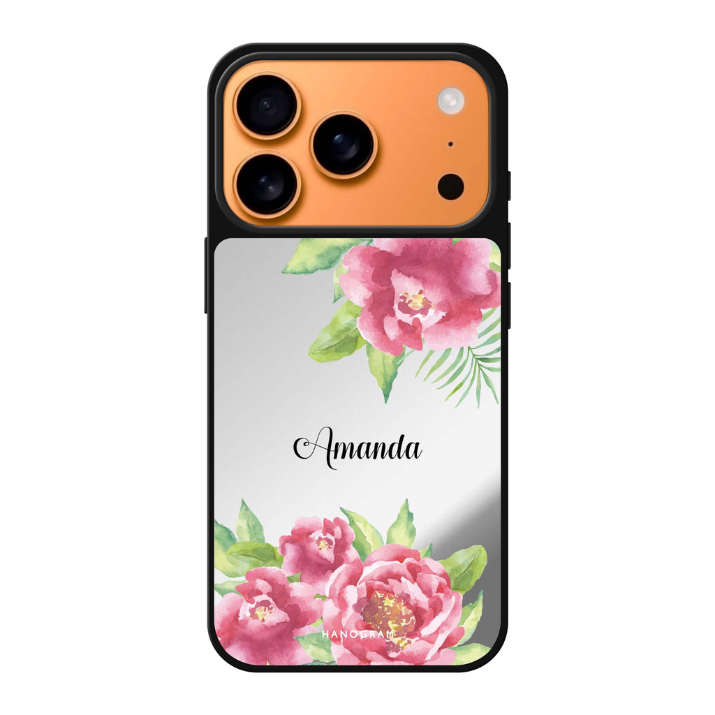 Watercolor Paeonia personalized name watercolor iPhone 17 Pro Max mirror case