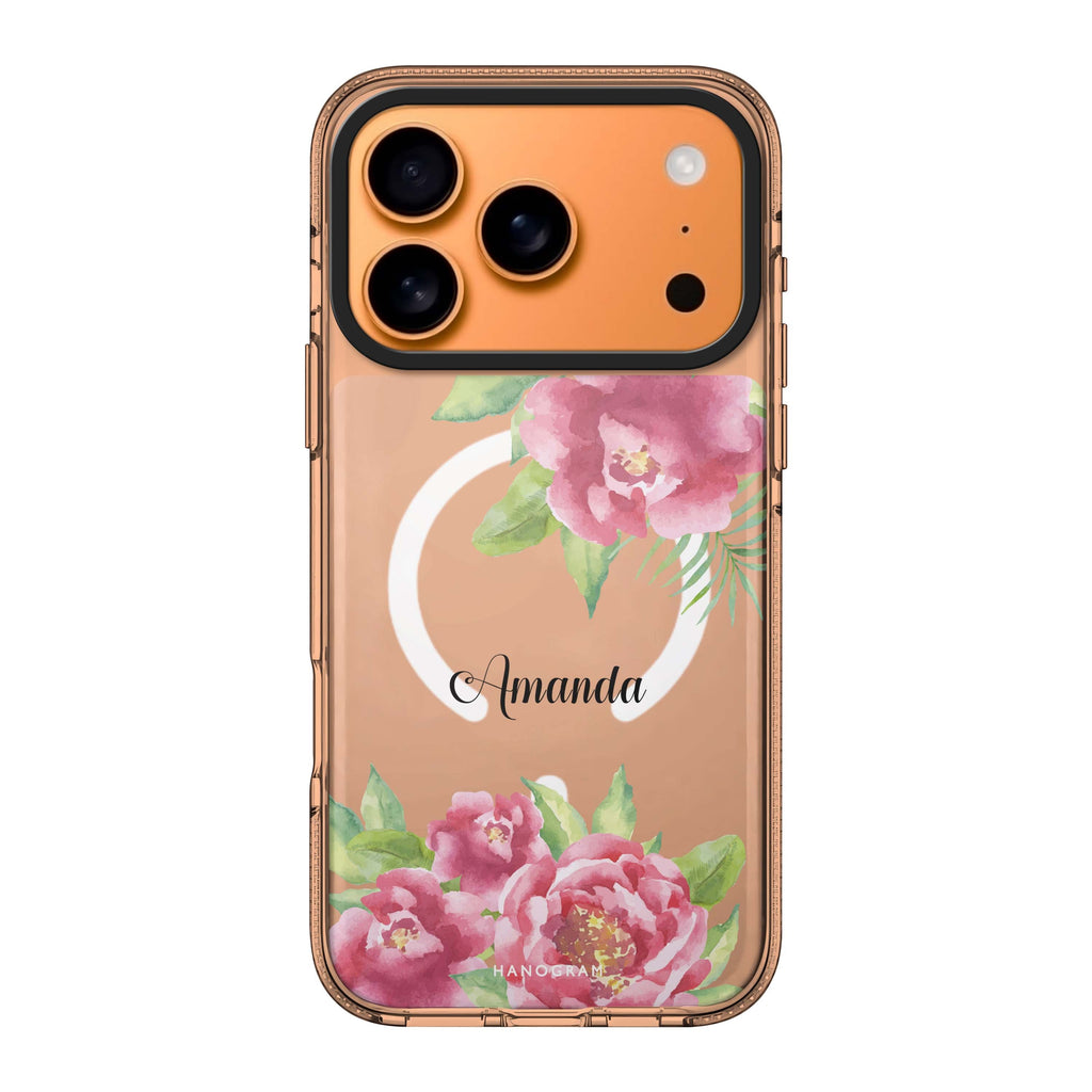 Watercolor Paeonia personalized name graphic watercolor iPhone 17 Pro Max ultra clear case