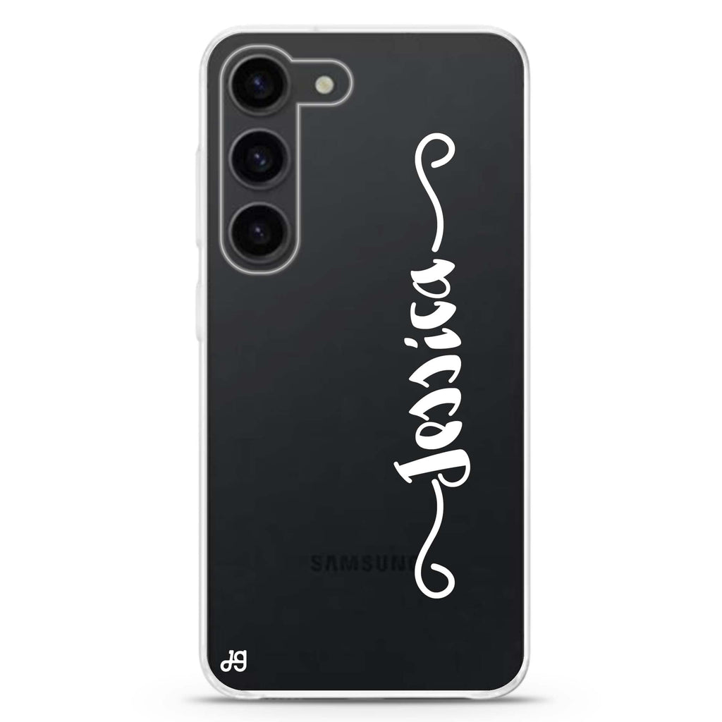 Casual Vertical Name personalized ultra-clear case for Samsung Galaxy S23/S22, front view