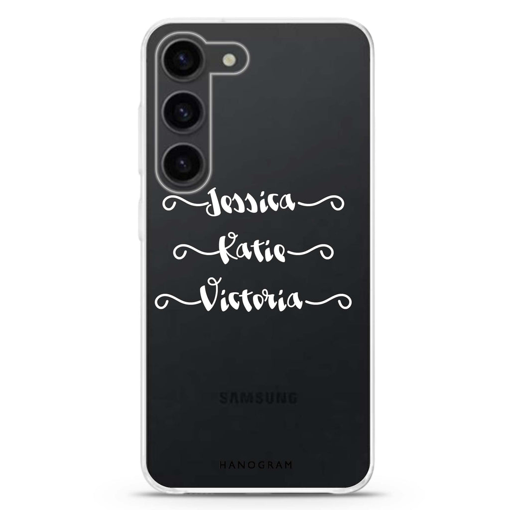 Triple personalized ultra-clear case for Samsung Galaxy S23/S22, front view