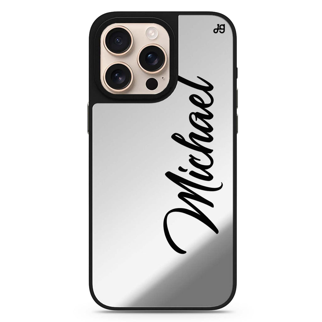 Magnificent Handwritten personalized name sleek reflective design iPhone 16/15/14 Pro Max & Pro mirror case