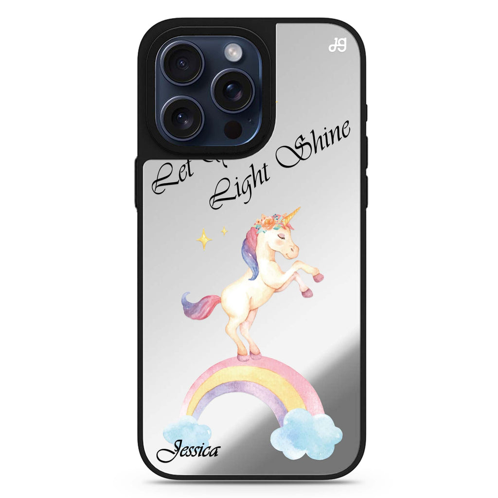 Rainbow Unicorn personalized name MagSafe mirror case for iPhone 16/15/14 Pro Max and Pro, main view