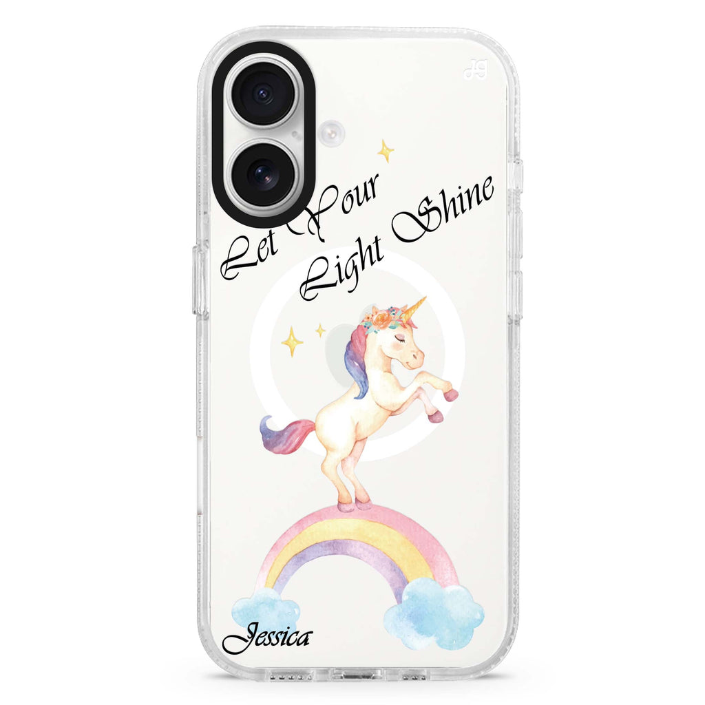 Rainbow Unicorn MagSafe Compatible iPhone 16 Ultra Clear Case - Personalized and Stylish Protection