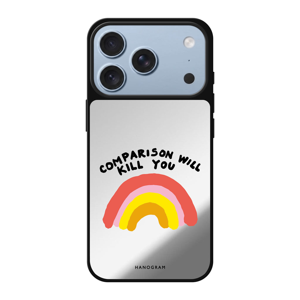 No Comparison typography iPhone 18 Pro Max mirror case