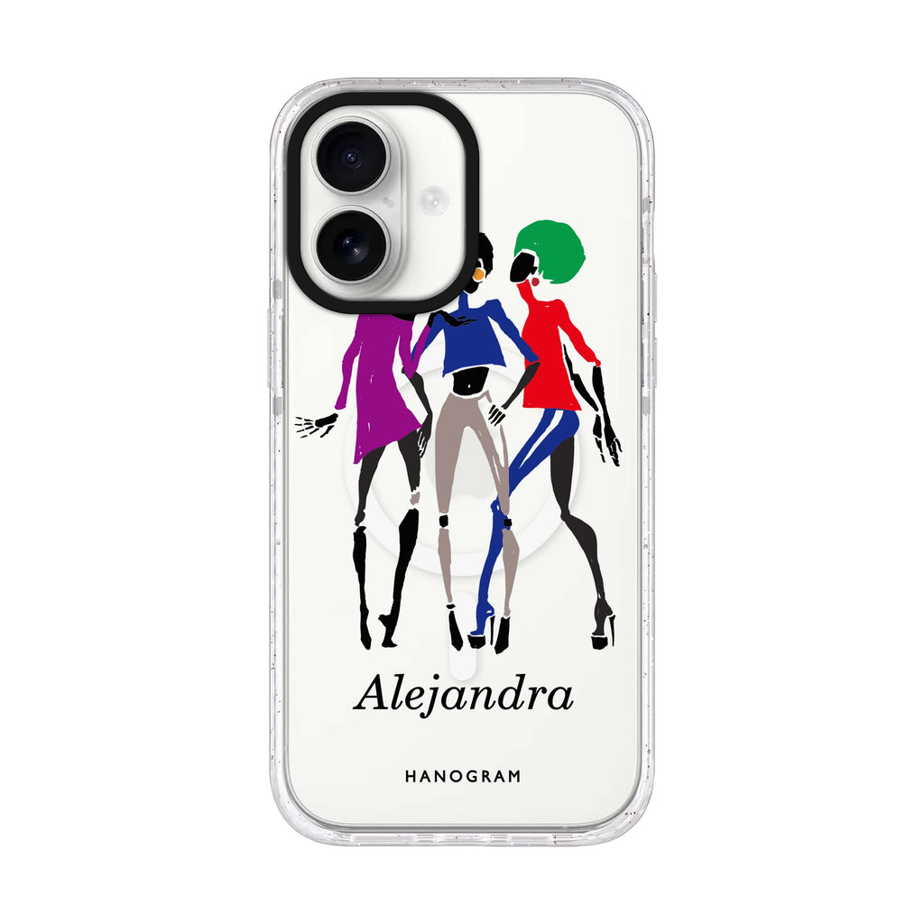 Artistic Girls personalized name iPhone 17 ultra clear MagSafe case, front product view