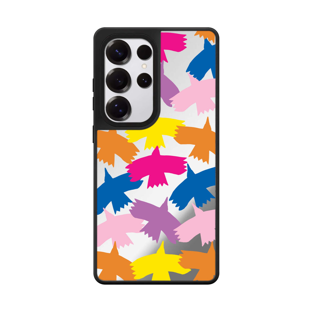 Colourful Birds Samsung Galaxy S25 S24 S23 Ultra mirror case, front view