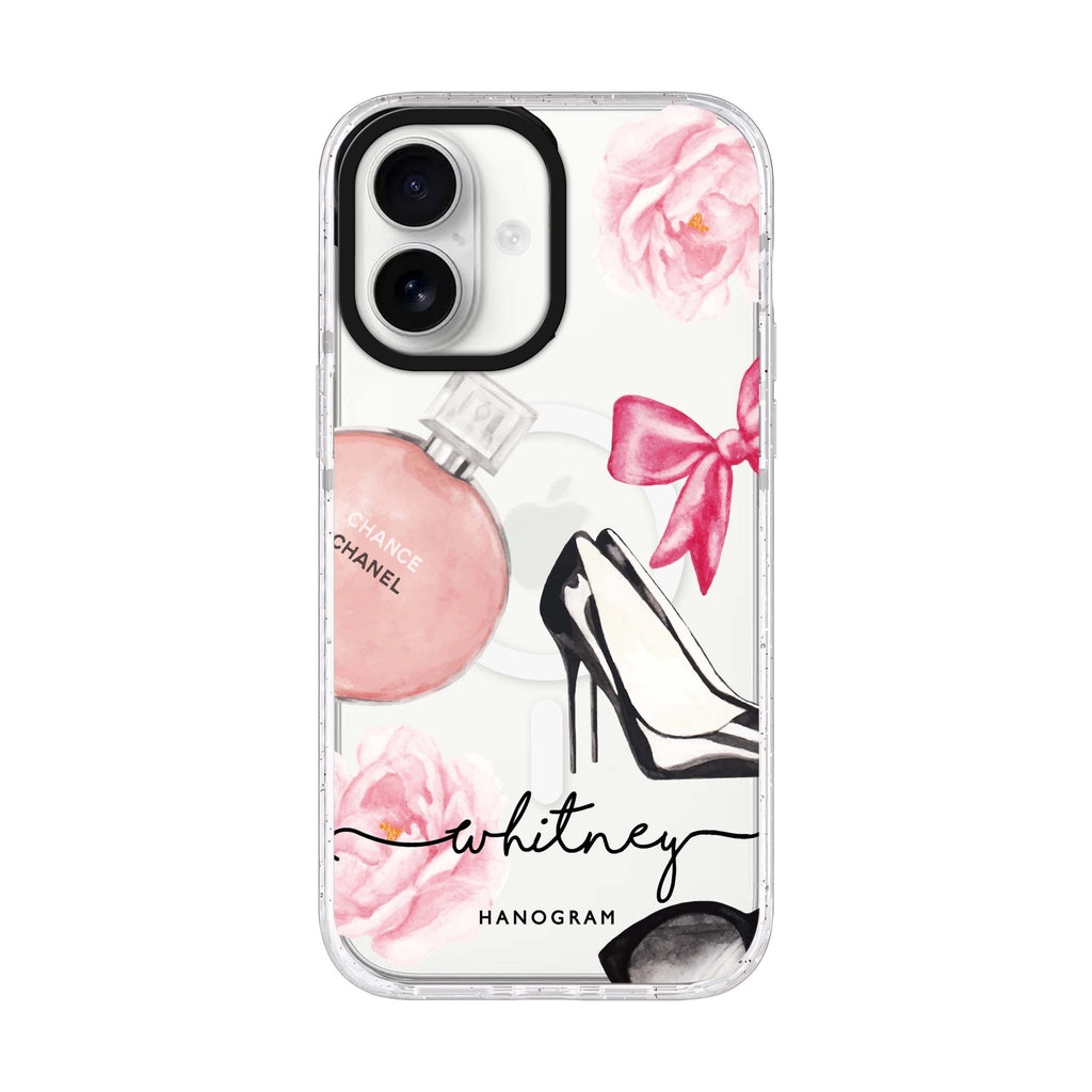 Fashion Cosmetic personalized name iPhone 17 ultra clear MagSafe case, front product view