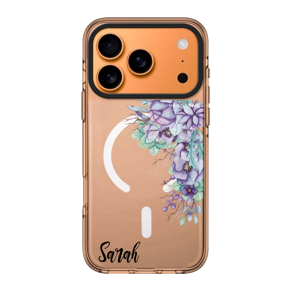 Purple Floral personalized name purple flower floral spring iPhone 17 Pro Max ultra clear case