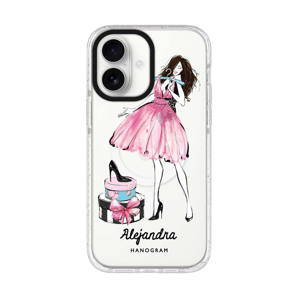 Fashion Party personalized name iPhone 17 ultra clear MagSafe case, front product view