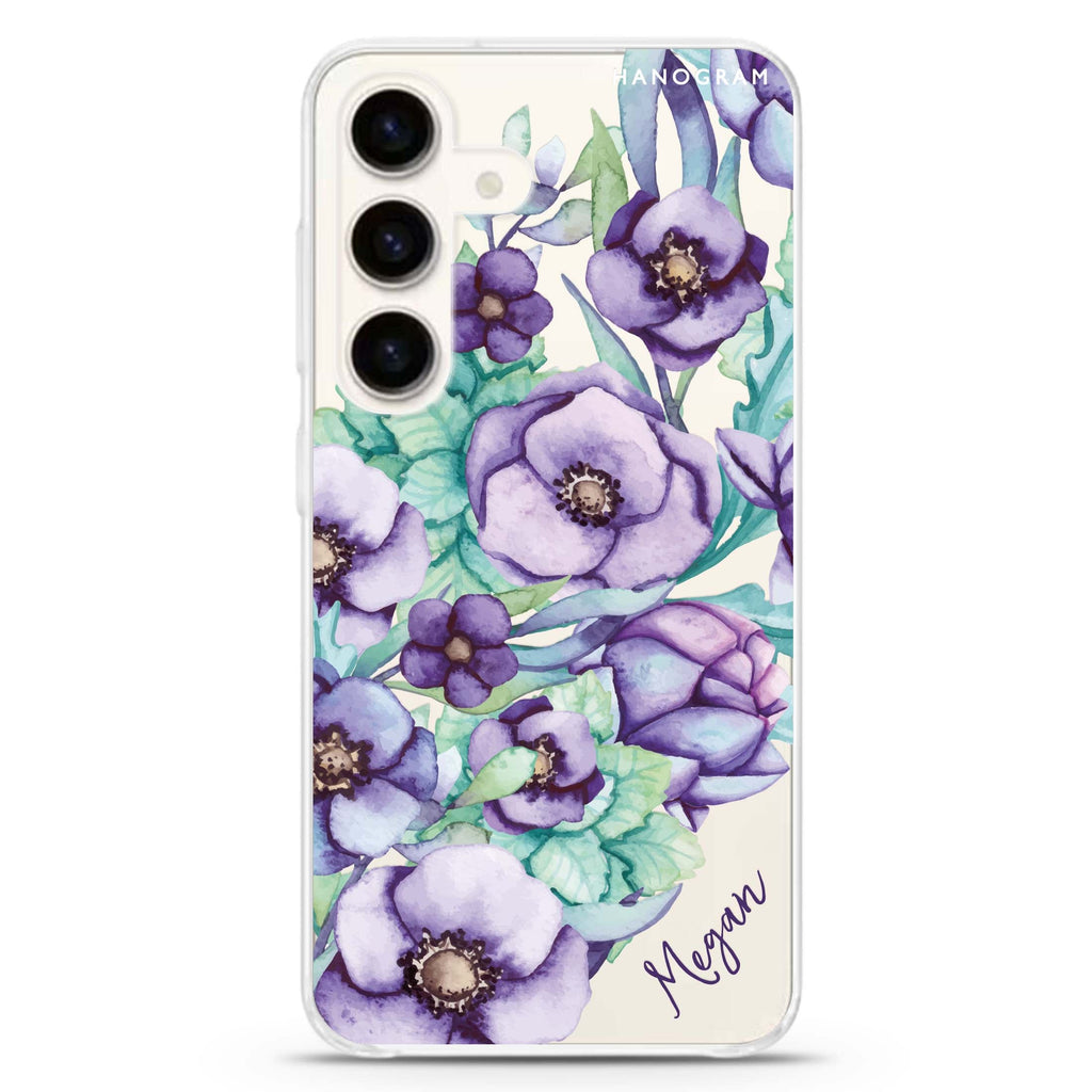 Purple Floral II Samsung Galaxy Ultra Clear Case