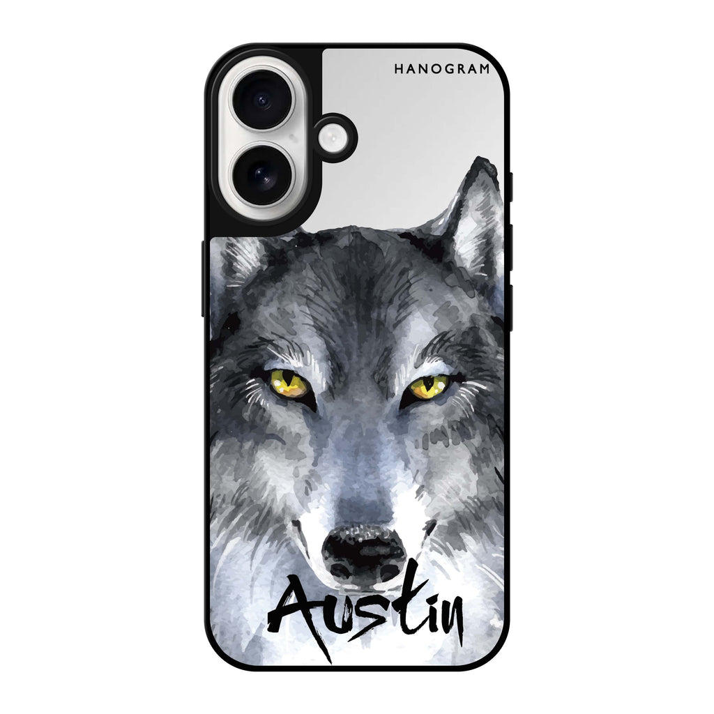 Reflective iPhone 16 Mirror Case –Snow Wolf Design