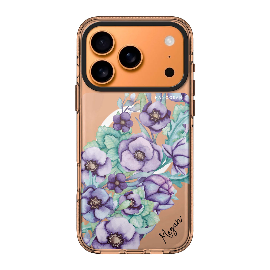 Purple Floral II personalized name purple flower floral spring iPhone 17 Pro Max ultra clear case