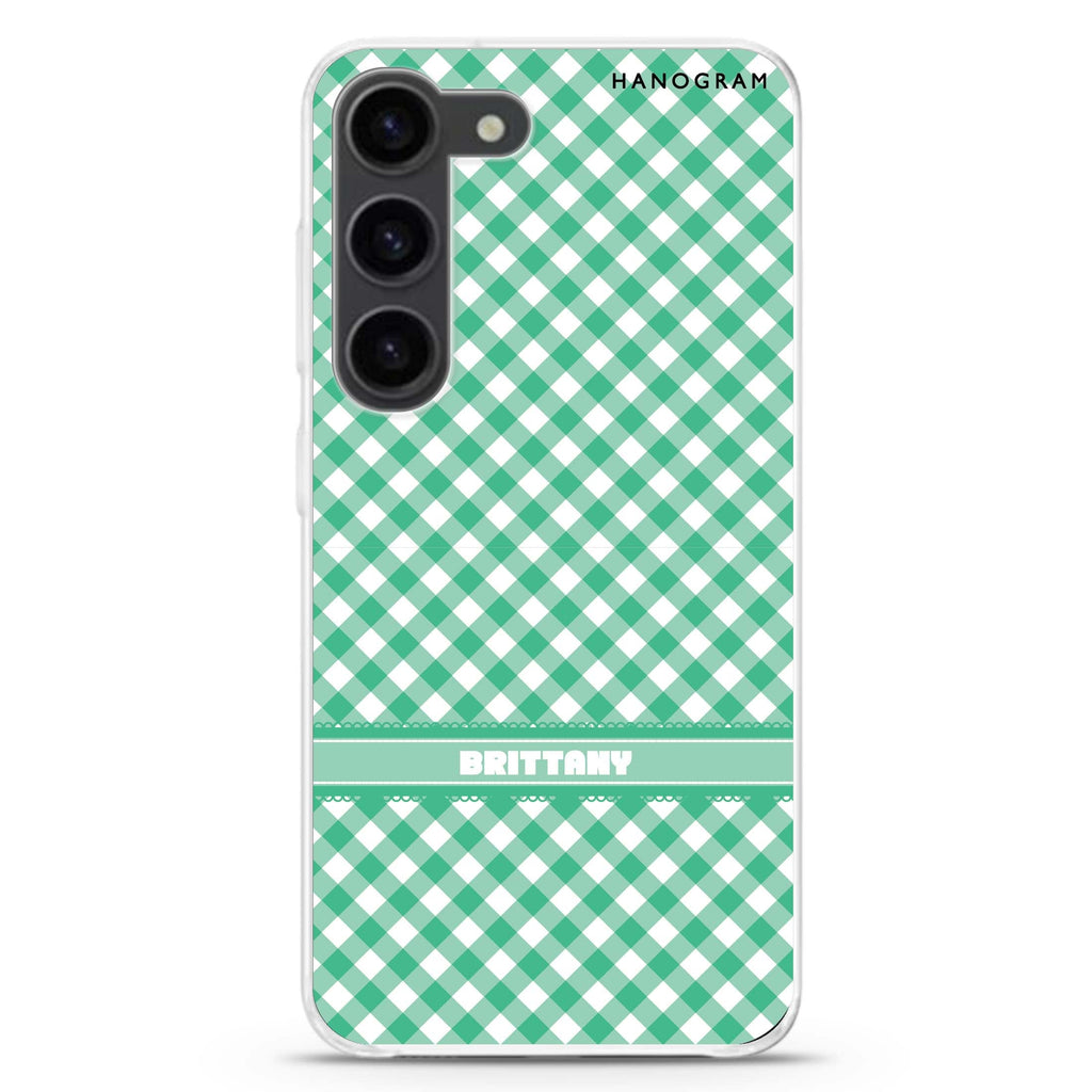 Lovely Green personalized ultra-clear case for Samsung Galaxy S23/S22, front view