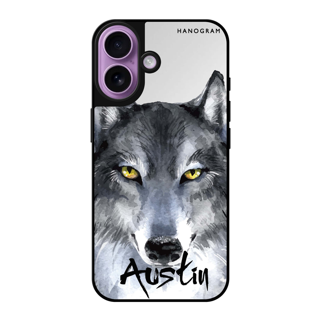 Reflective iPhone 16 Mirror Case –Snow Wolf Design