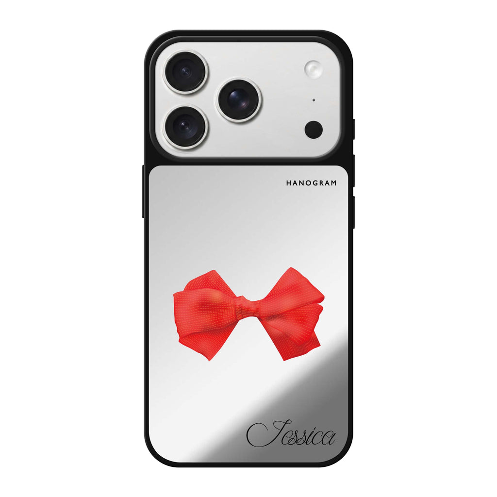 Red Bow personalized name red bow iPhone 18 Pro Max mirror case