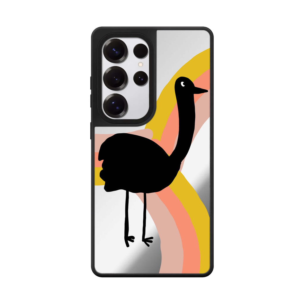 Rainbow Bird Samsung Galaxy S25 S24 S23 Ultra mirror case, front view