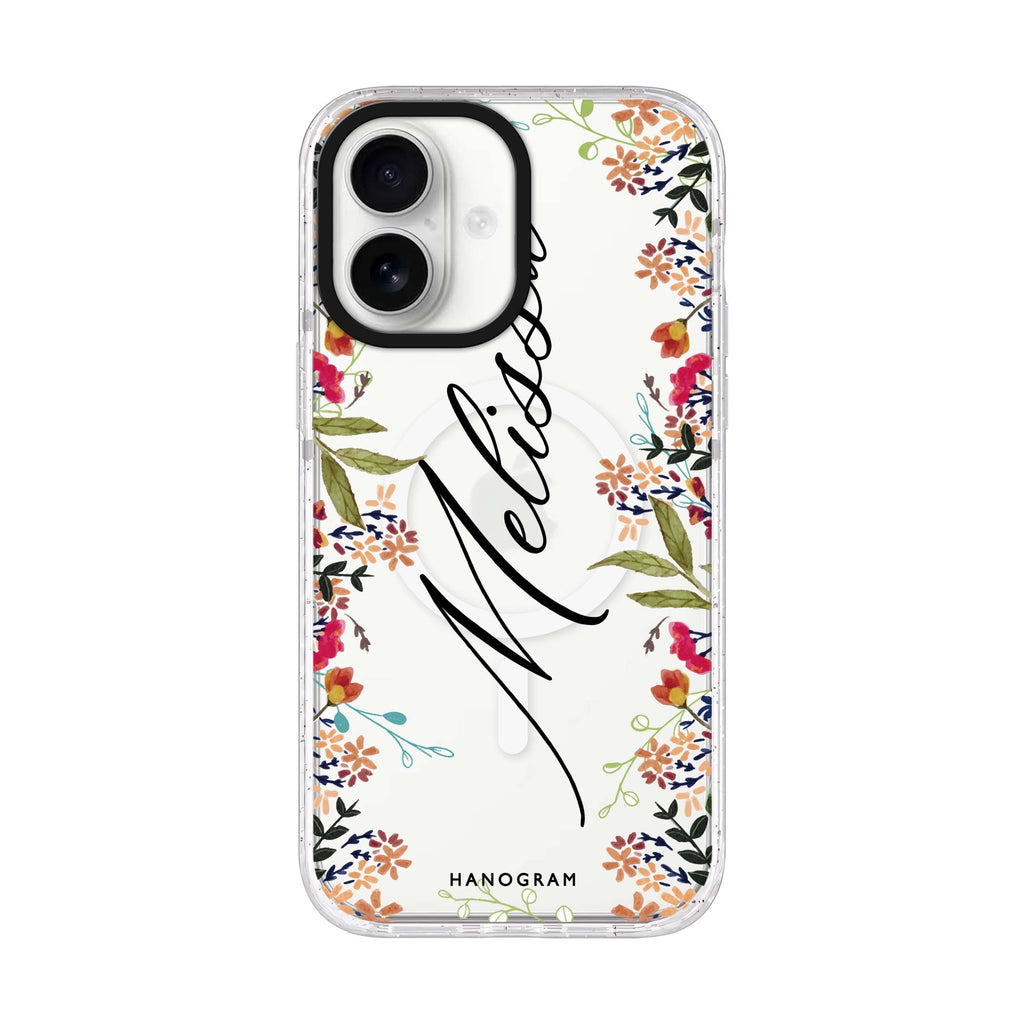 Rustic Garden personalized name iPhone 17 ultra clear MagSafe case, front product view
