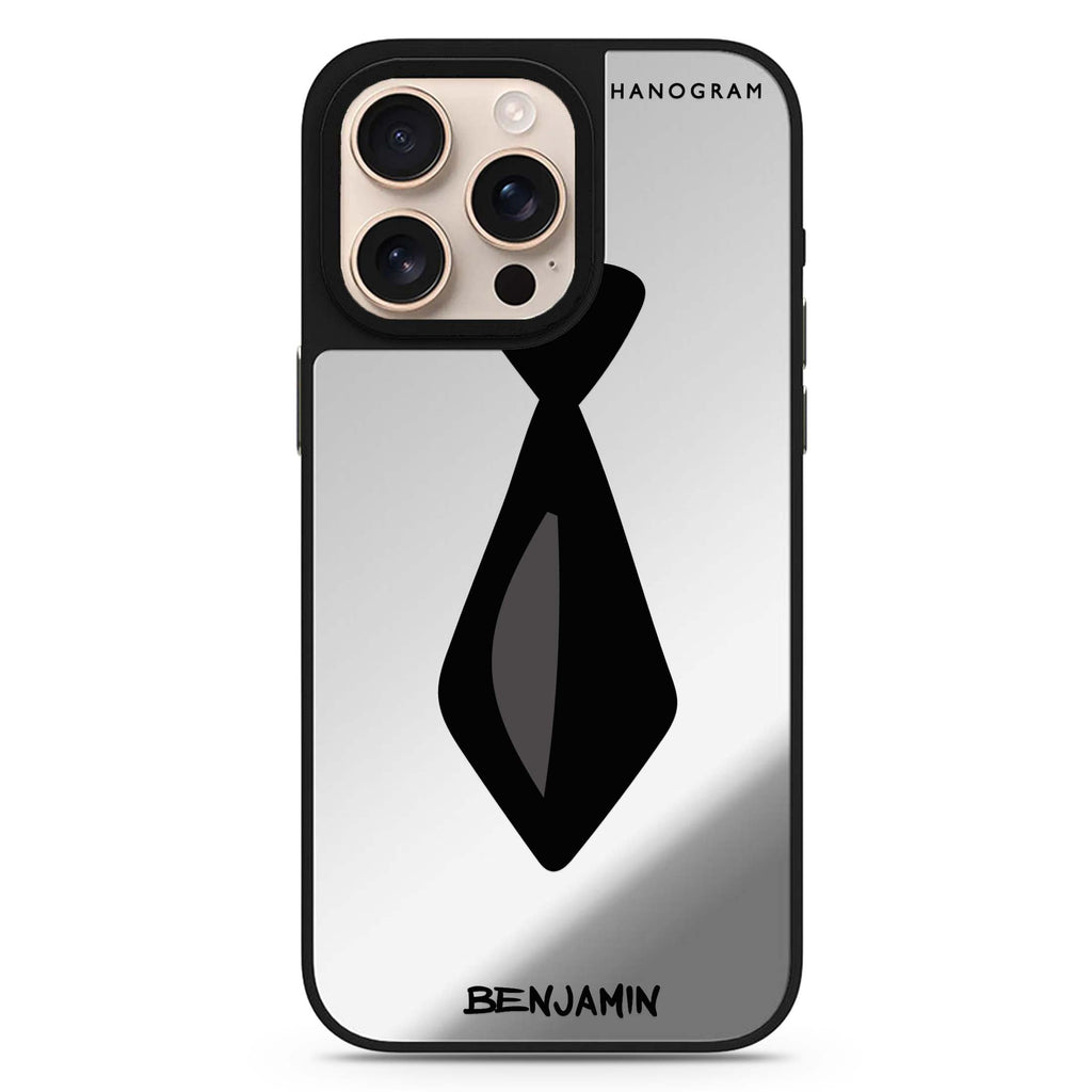 Tie personalized name sleek reflective design iPhone 16/15/14 Pro Max & Pro mirror case