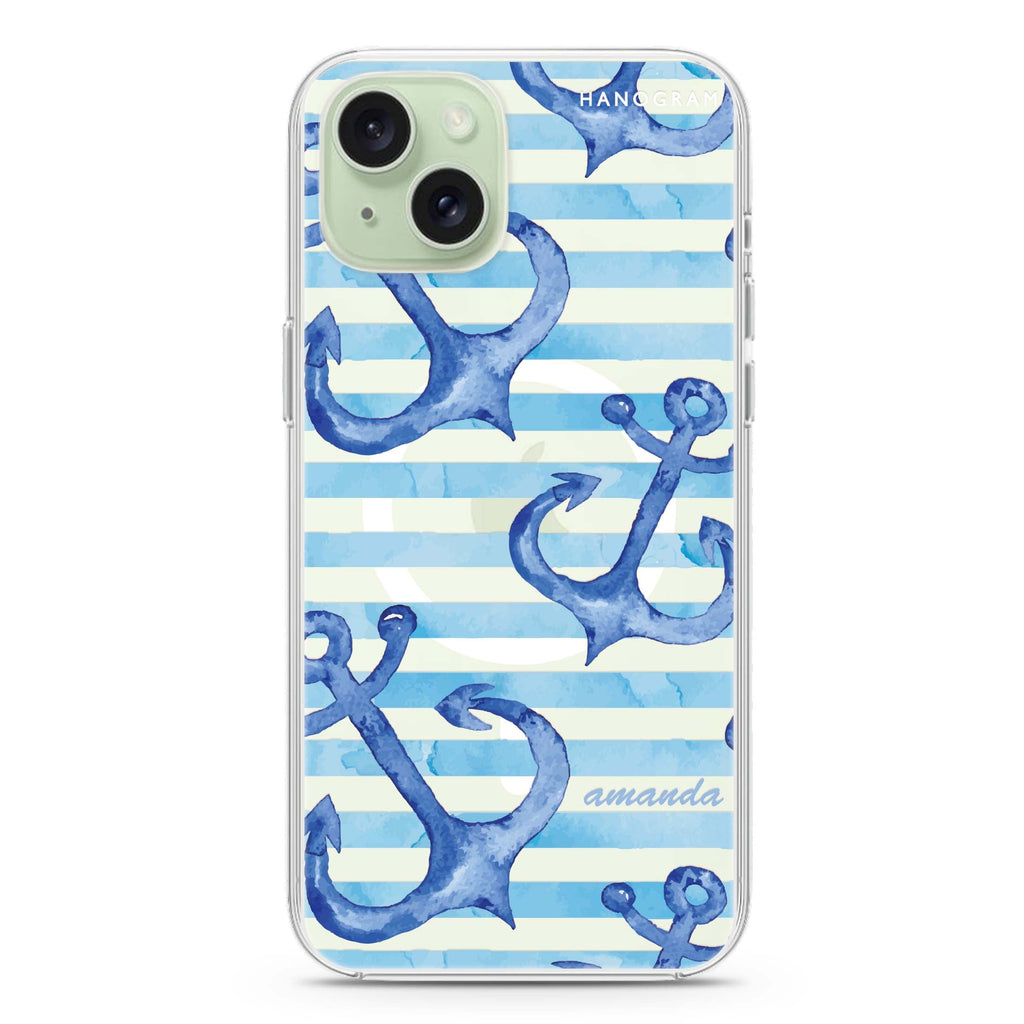 Blue Anchor iPhone 15 Plus MagSafe Compatible Ultra Clear Case