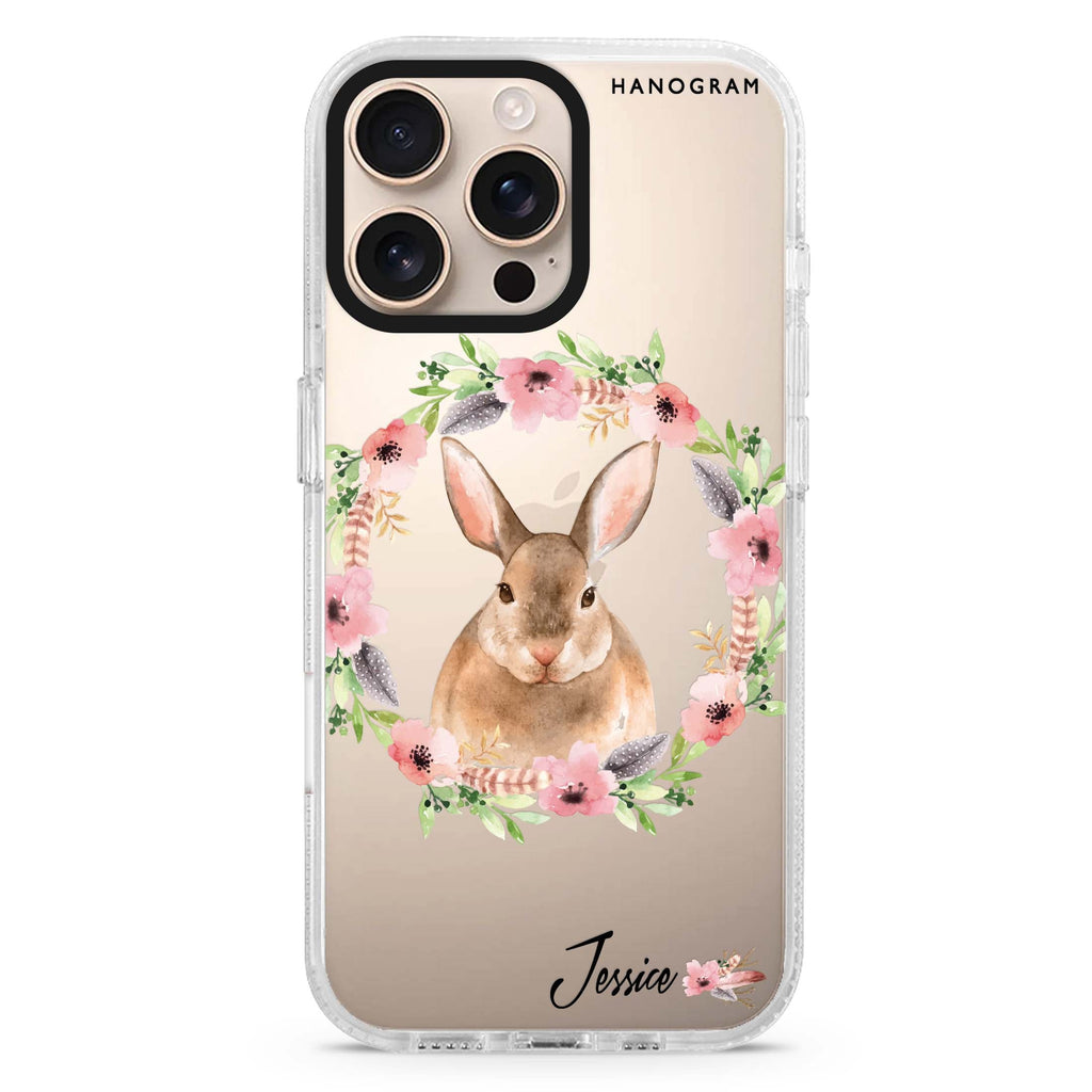Floral Rabbit iPhone 16 Pro & 16 Pro Max Case - Personalized and Stylish Protection