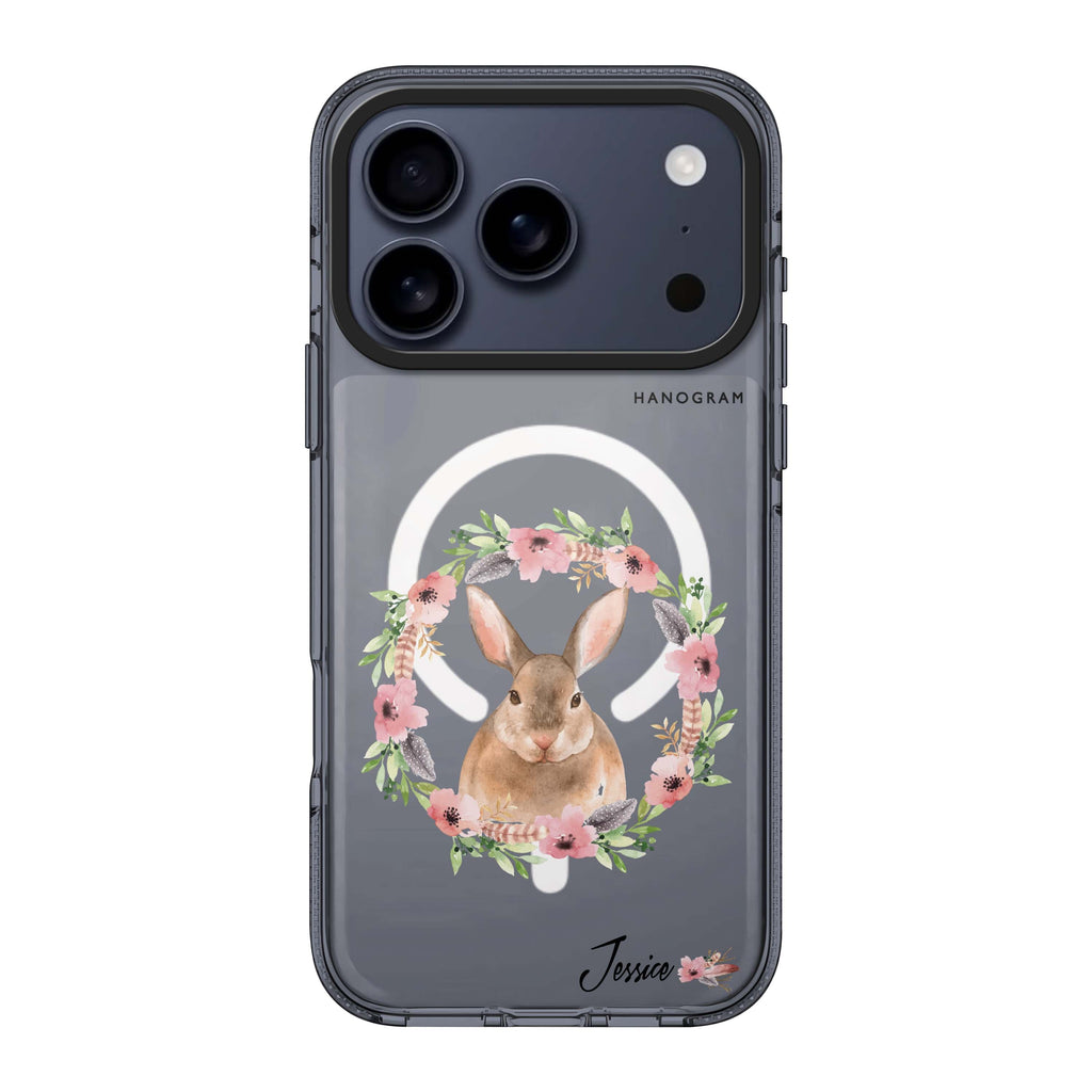 Floral Rabbit personalized name bunny flower animal floral iPhone 17 Pro Max ultra clear case