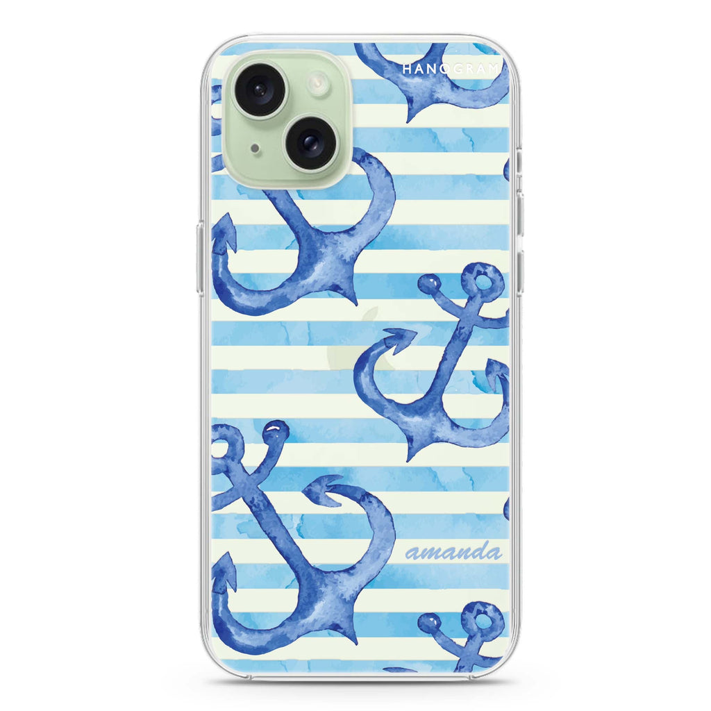 Blue Anchor iPhone 15 plus Ultra Clear Case