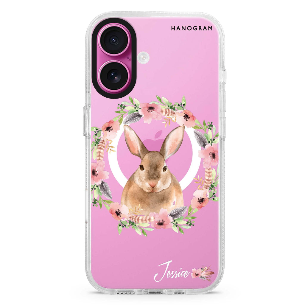 Floral Rabbit MagSafe Compatible iPhone 16 Ultra Clear Case - Personalized and Stylish Protection