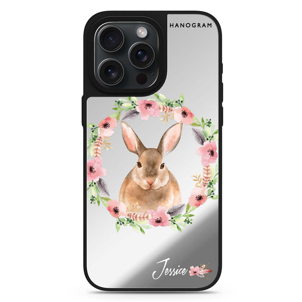 Floral Rabbit personalized name MagSafe mirror case for iPhone 16/15/14 Pro Max and Pro, main view