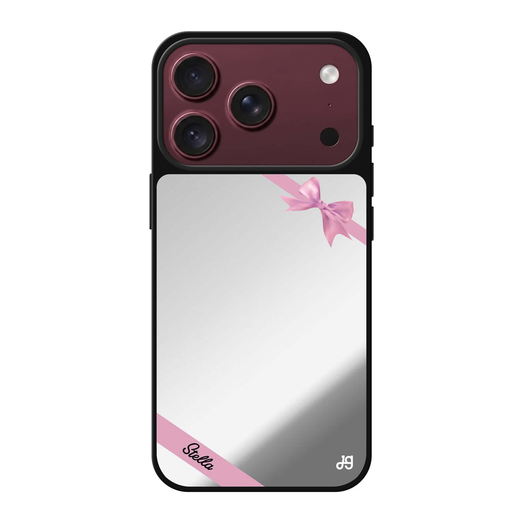 Pink Bow personalized name pink bow iPhone 18 Pro Max mirror case