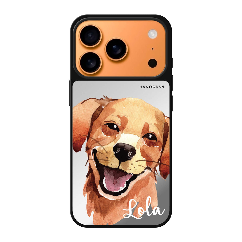 Golden Retriever personalized name gold dog animal iPhone 17 Pro Max mirror case