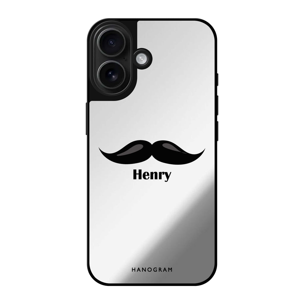 Reflective iPhone 16 Mirror Case –Moustache Design