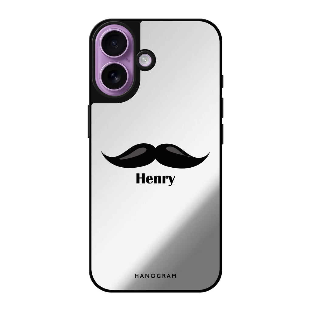 Reflective iPhone 16 Mirror Case –Moustache Design