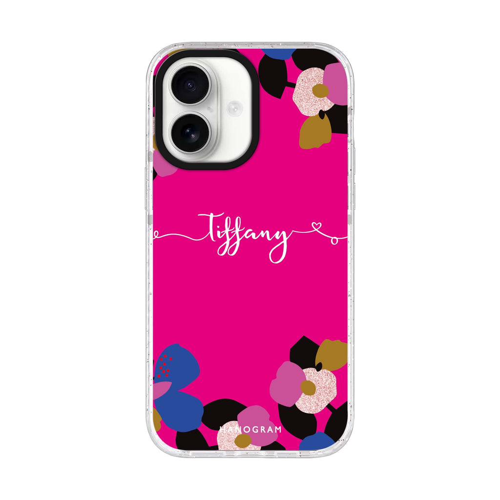 Floral POP II personalized name iPhone 17 ultra clear MagSafe case, front product view