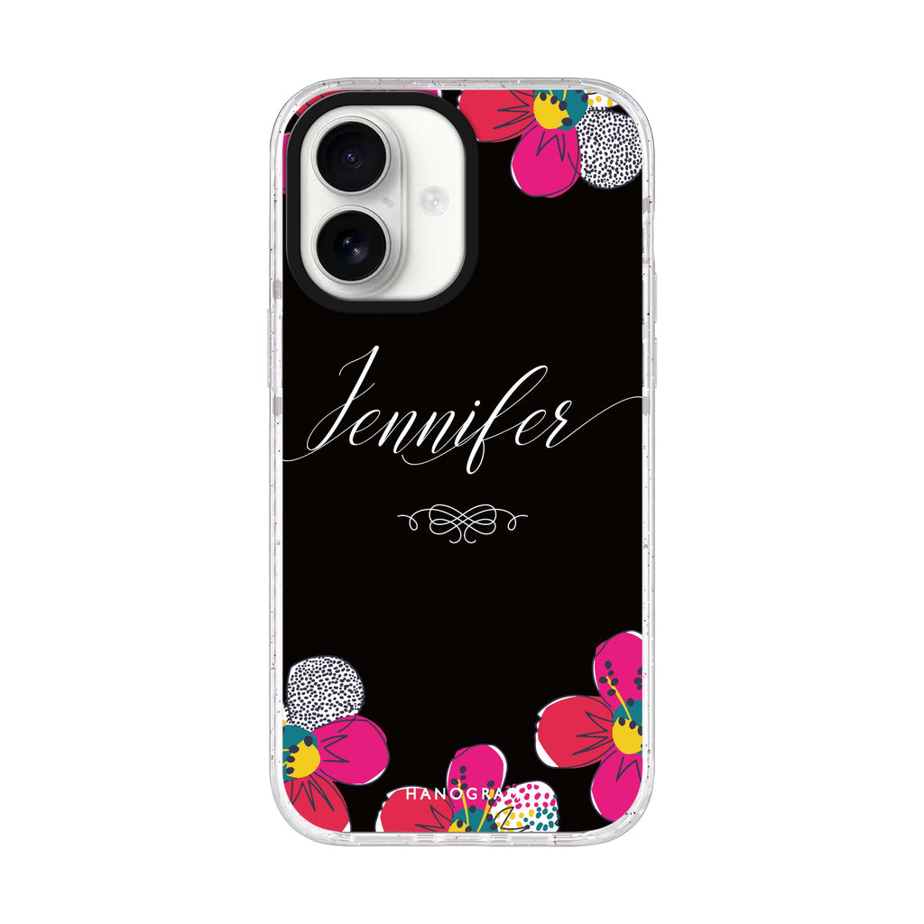 Stunning Floral personalized name iPhone 17 ultra clear MagSafe case, front product view