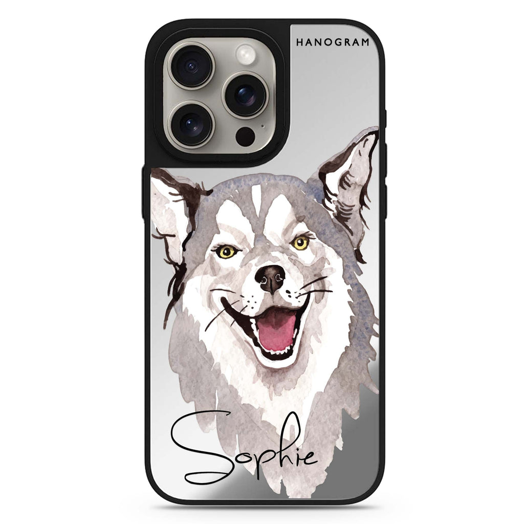 Border Collie personalized name MagSafe mirror case for iPhone 16/15/14 Pro Max and Pro, main view