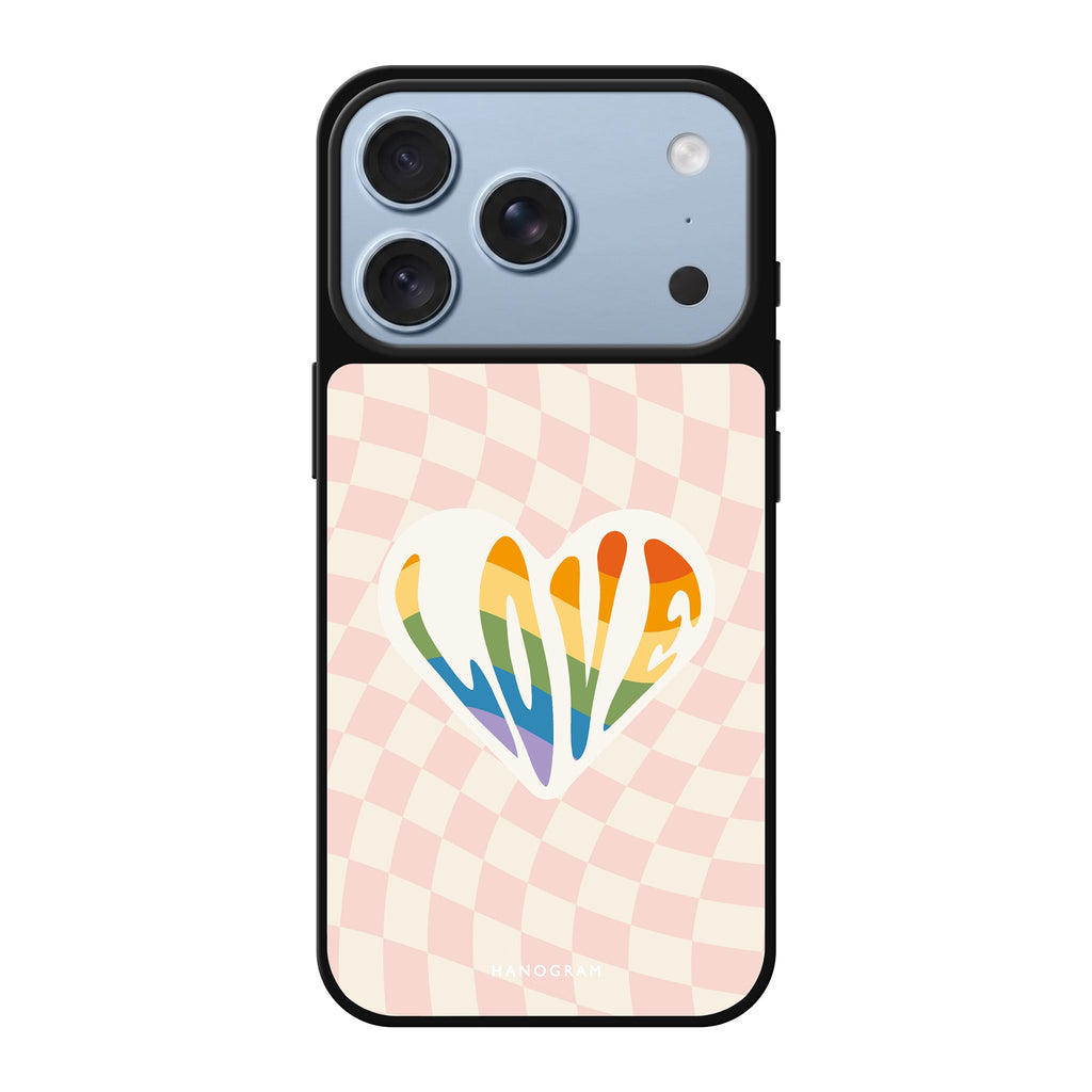 Rainbow LOVE multicolor valentines heart romantic iPhone 18 Pro Max mirror case