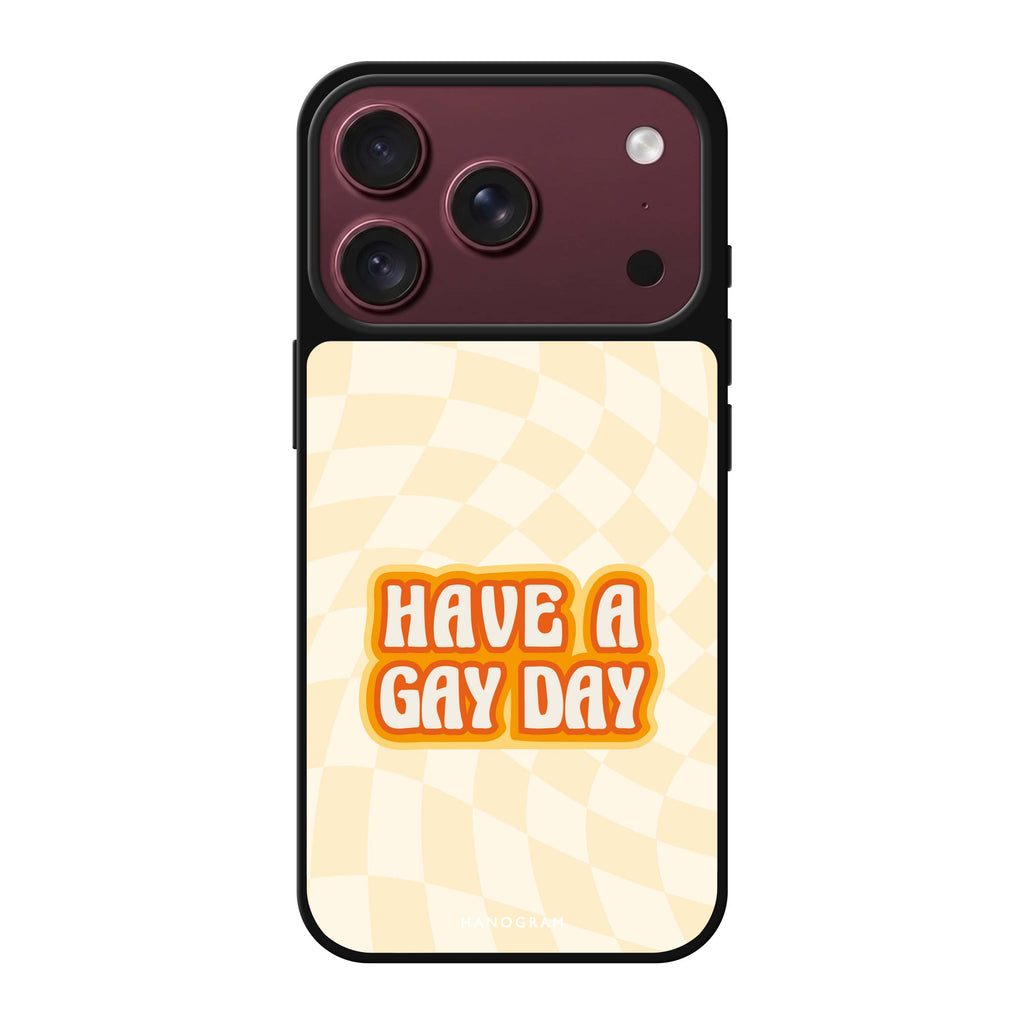 Have a Gay Day typography iPhone 18 Pro Max mirror case