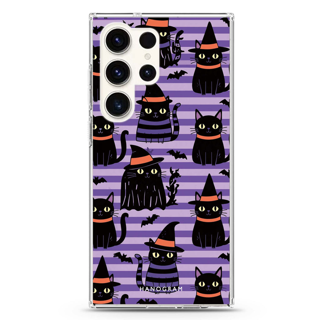 Violet Cat Coven Samsung Galaxy Ultra Clear Case — front view