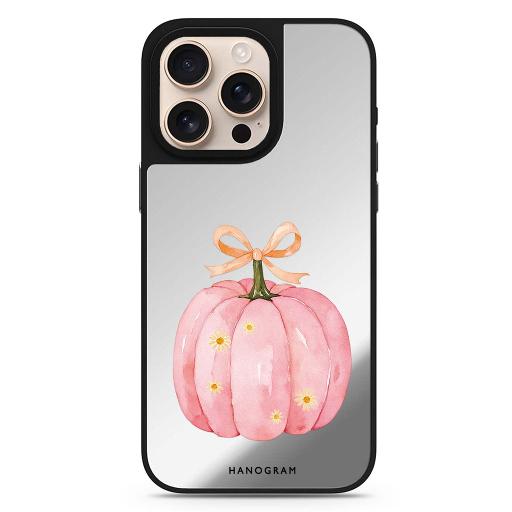 The Ribboned Pink Pumpkin iPhone Mirror Case – design view 1