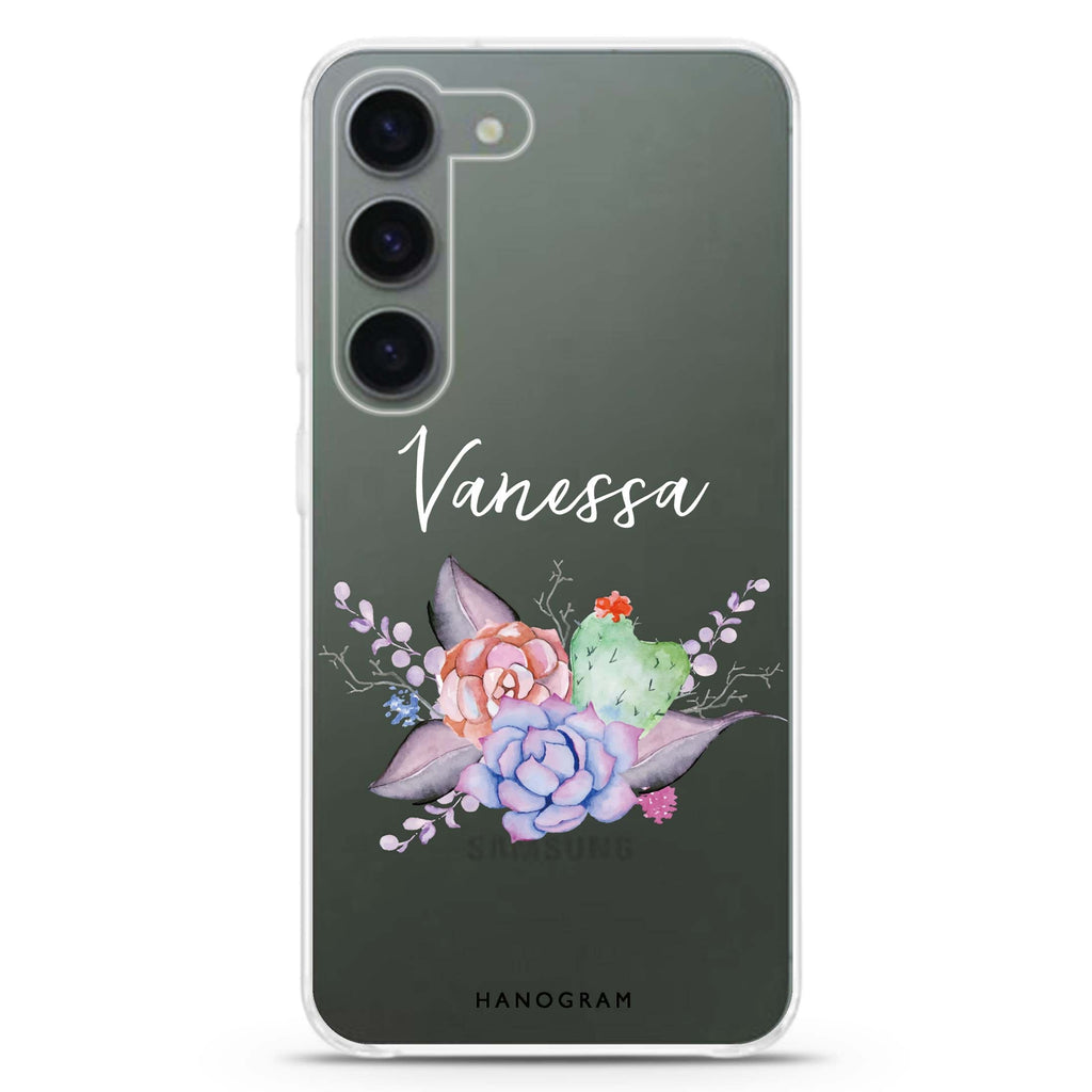 SECRET OF THREE personalized ultra-clear case for Samsung Galaxy S23/S22, front view