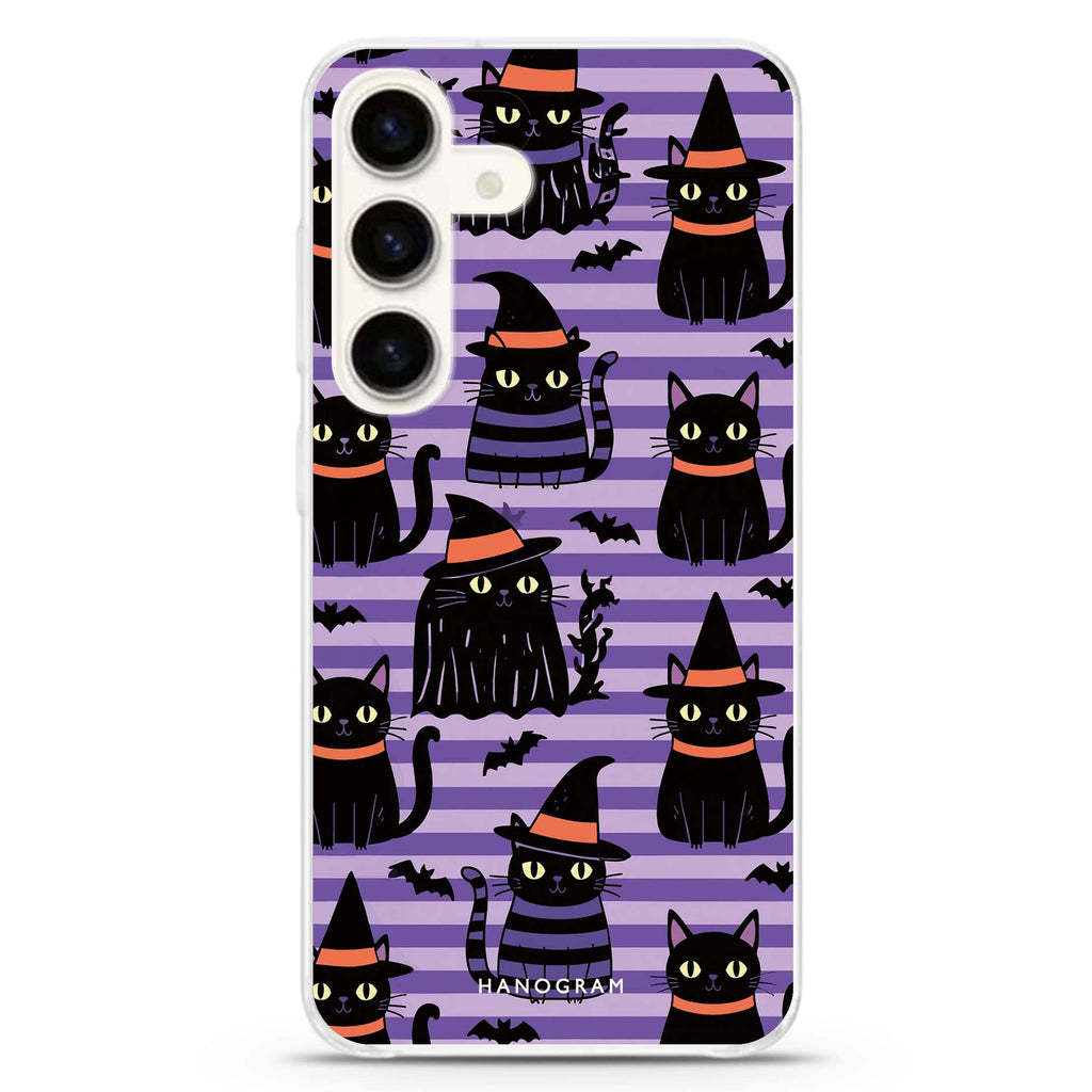 Violet Cat Coven Samsung Galaxy Ultra Clear Case — front view