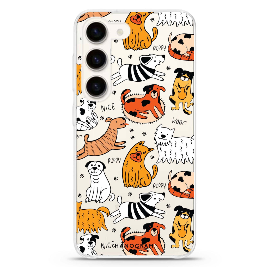 Furry Friends ultra-clear case for Samsung Galaxy S23/S22, front view