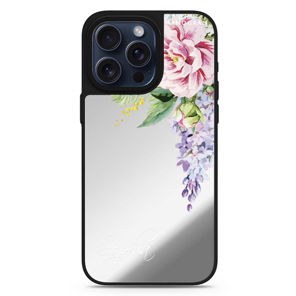 Tropical Floral II personalized name MagSafe mirror case for iPhone 16/15/14 Pro Max and Pro, main view
